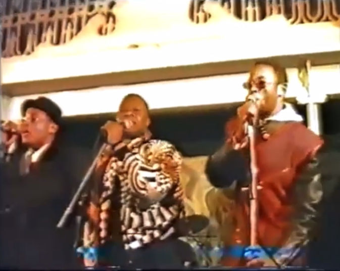 Rare Archive image. Wabanko performing alongside the legendary Papa Wemba during a 1990 concert in London.