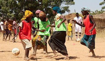 Kids in African Republic playing soccer