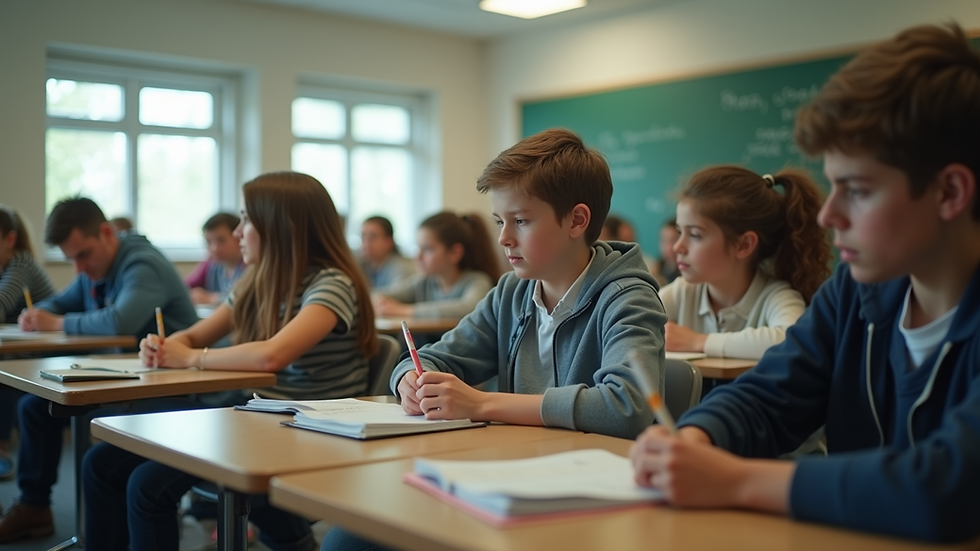 Eye-level view of a classroom filled with engaged students
