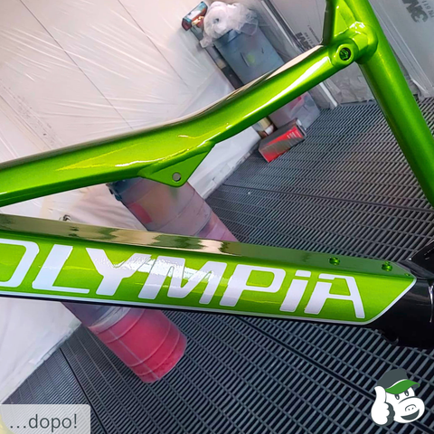 Verniciatura telaio bici Olympia per cambio colore o ripristino di graffi - GREENCAR Automotive (Carrè)