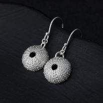 Handmade sterling silver dangly sea urchin earrings