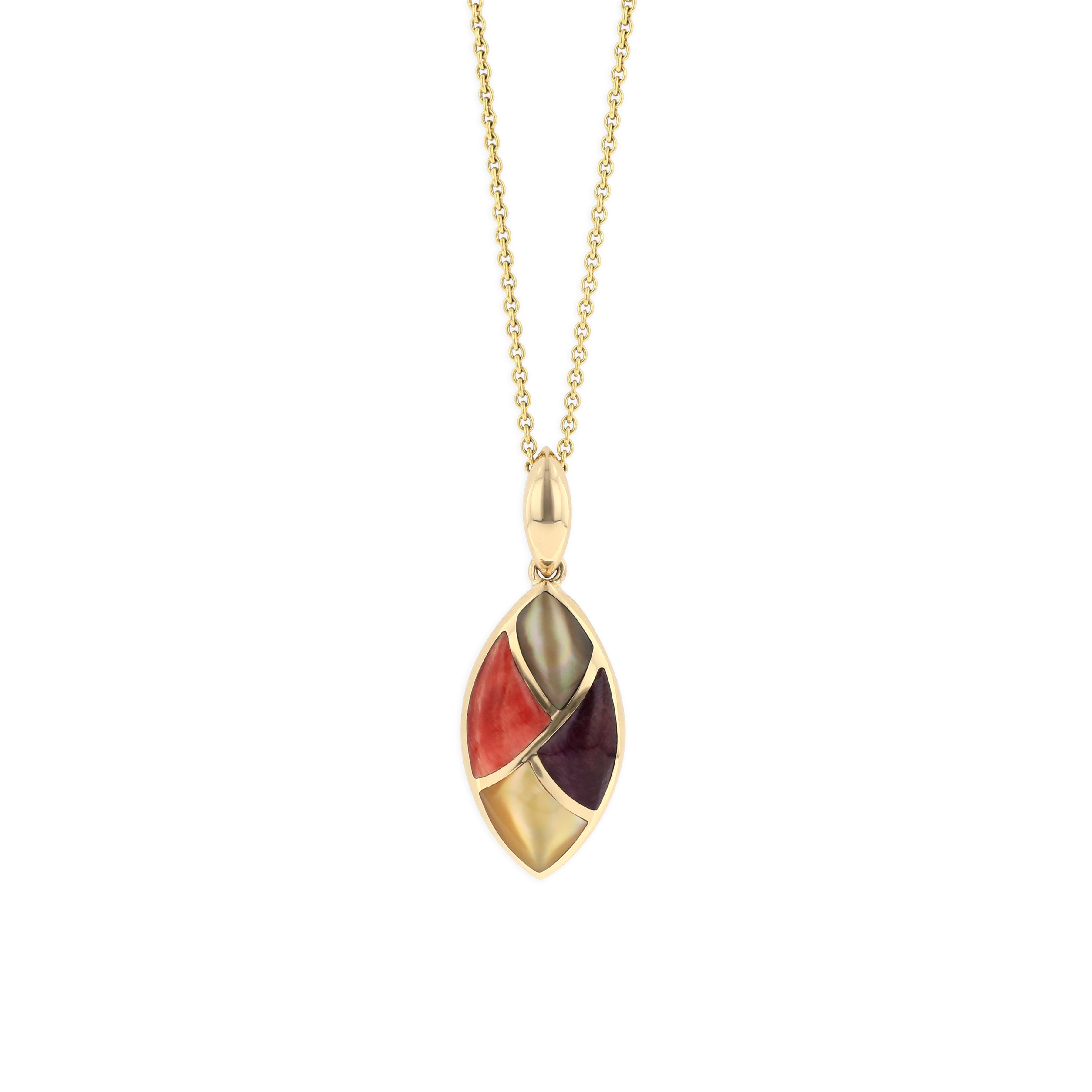Kabana Riviera Inlay Drop Pendant in Yellow Gold