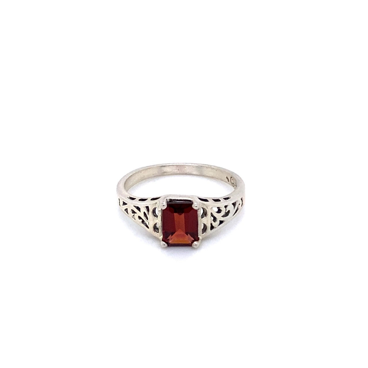 Kabana 925 Filigree Style Rectangular Garnet Ring