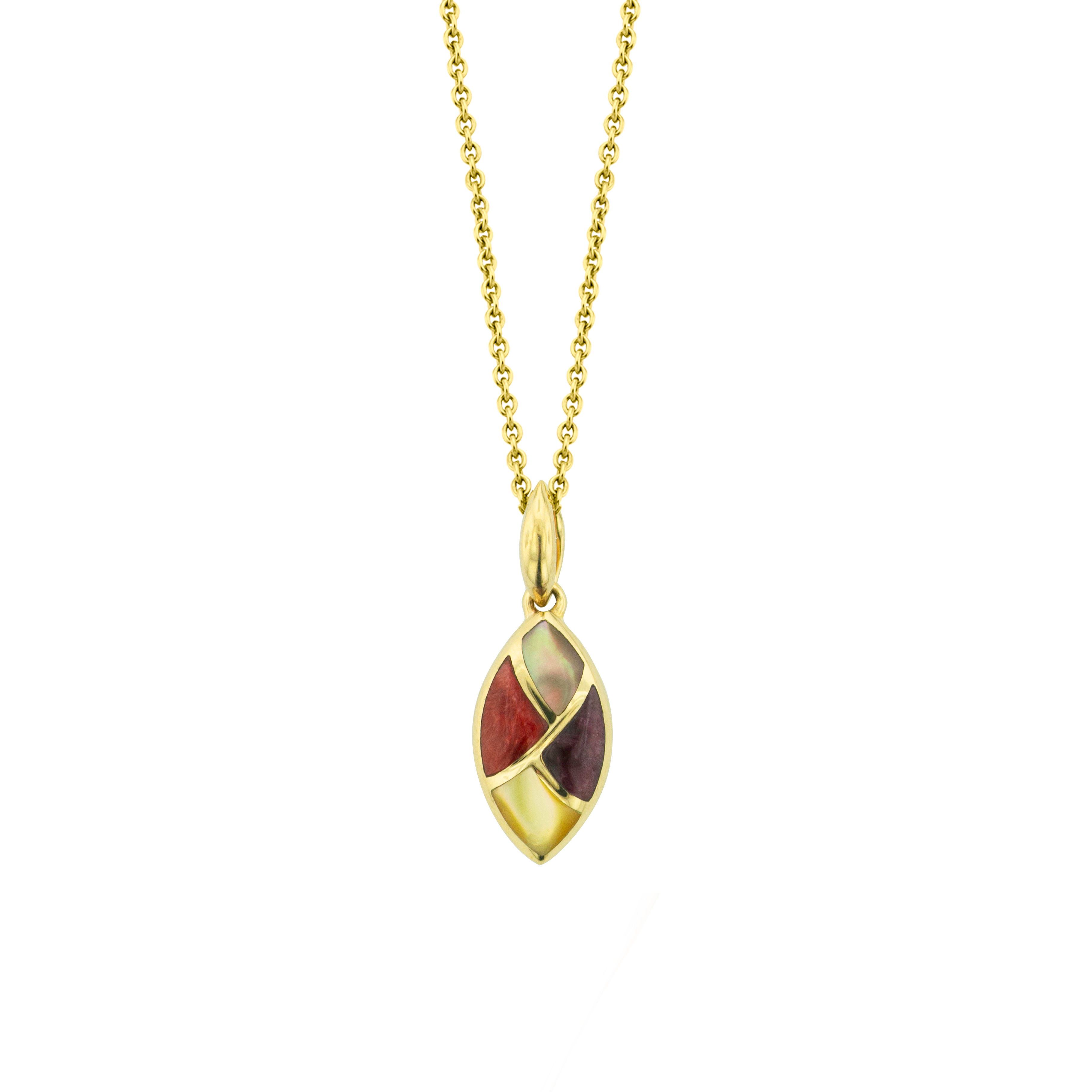 Kabana Petite Riviera Inlay Drop Pendant in Yellow Gold
