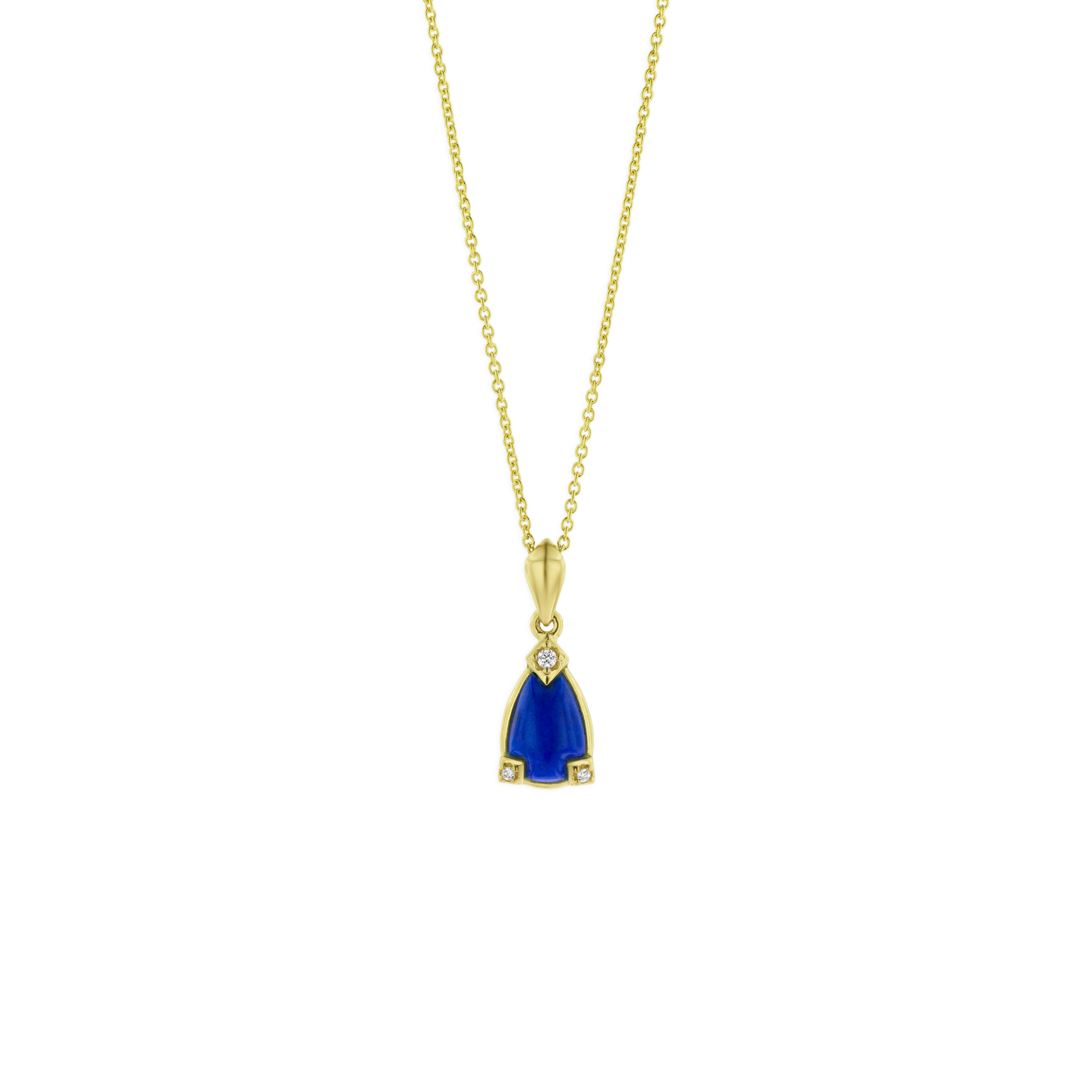 Kabana Lapis Lazuli Inlay Pear Shape Pendant in Yellow Gold