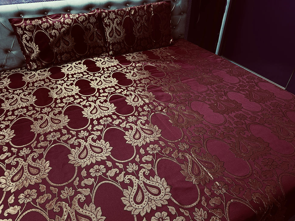 Thumbnail: Modern Collection Double Bedsheet with 2 Pillow Covers Cotton Silk Maroon