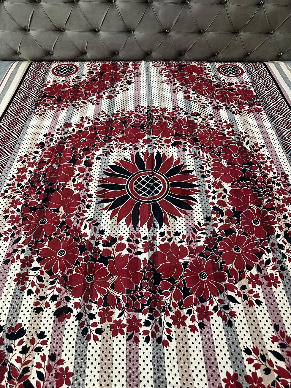 Thumbnail: Traditional Collection Single Bedsheet 60x90 inch Khadi Cotton Red Floral