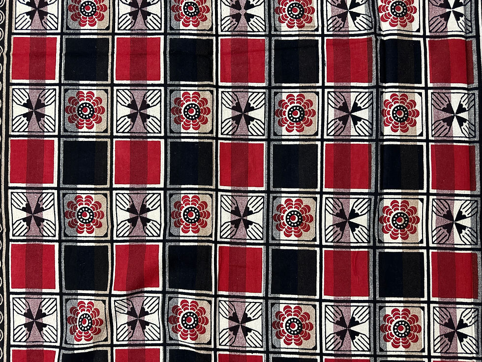 Thumbnail: Traditional Collection Single Bedsheet 60x90 inch Khadi Cotton Red Black