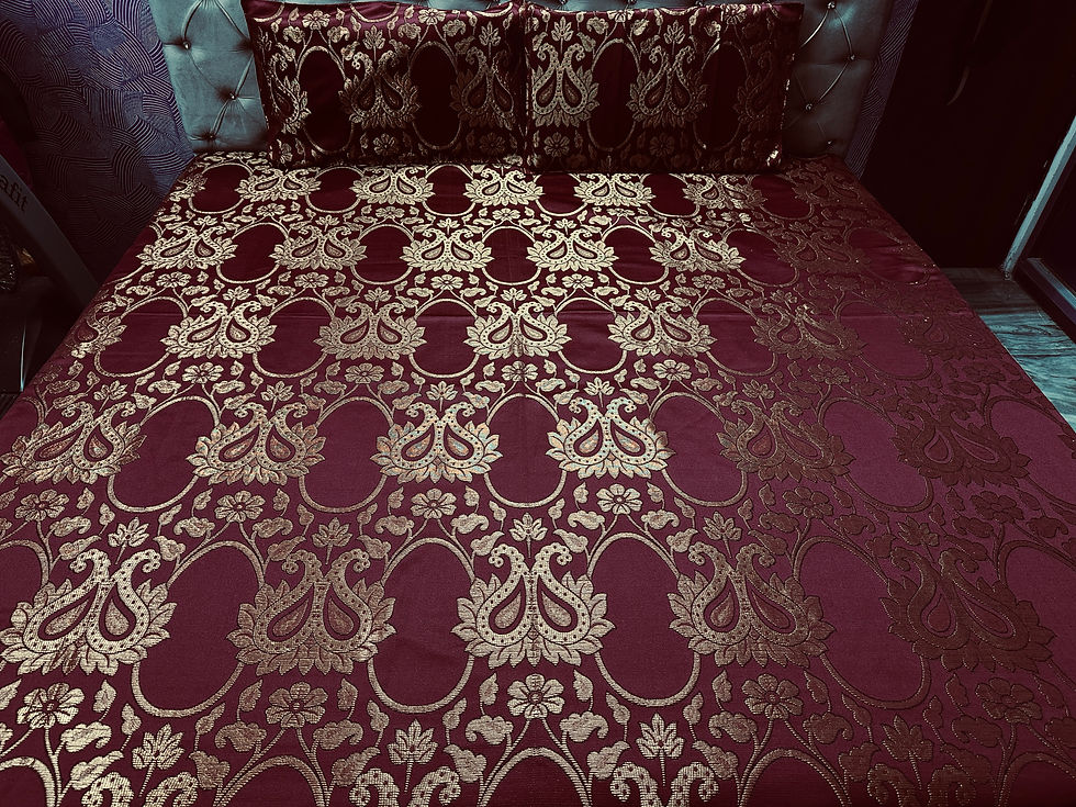 Thumbnail: Modern Collection Double Bedsheet with 2 Pillow Covers Cotton Silk Maroon