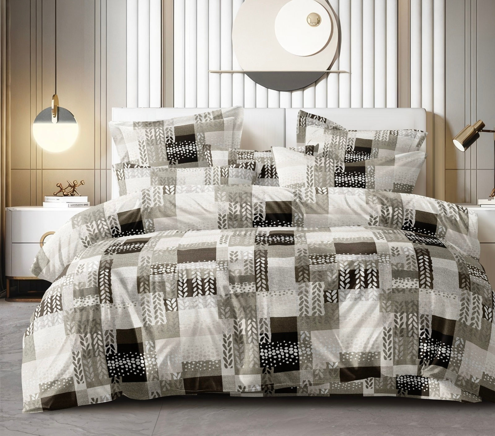 Dream Sleep Collection Super King size Bedsheet with 2 Pillow Covers Multicolor