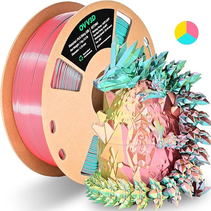 Rainbow PLA Filament with Silk PLA Sky Blue Pink and Yellow