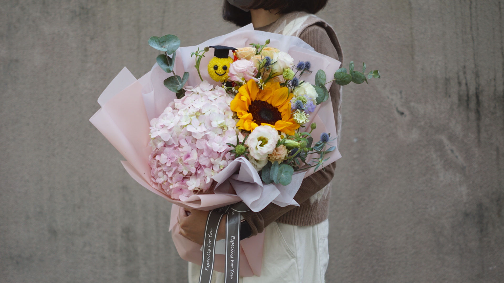 繡球向日葵花束