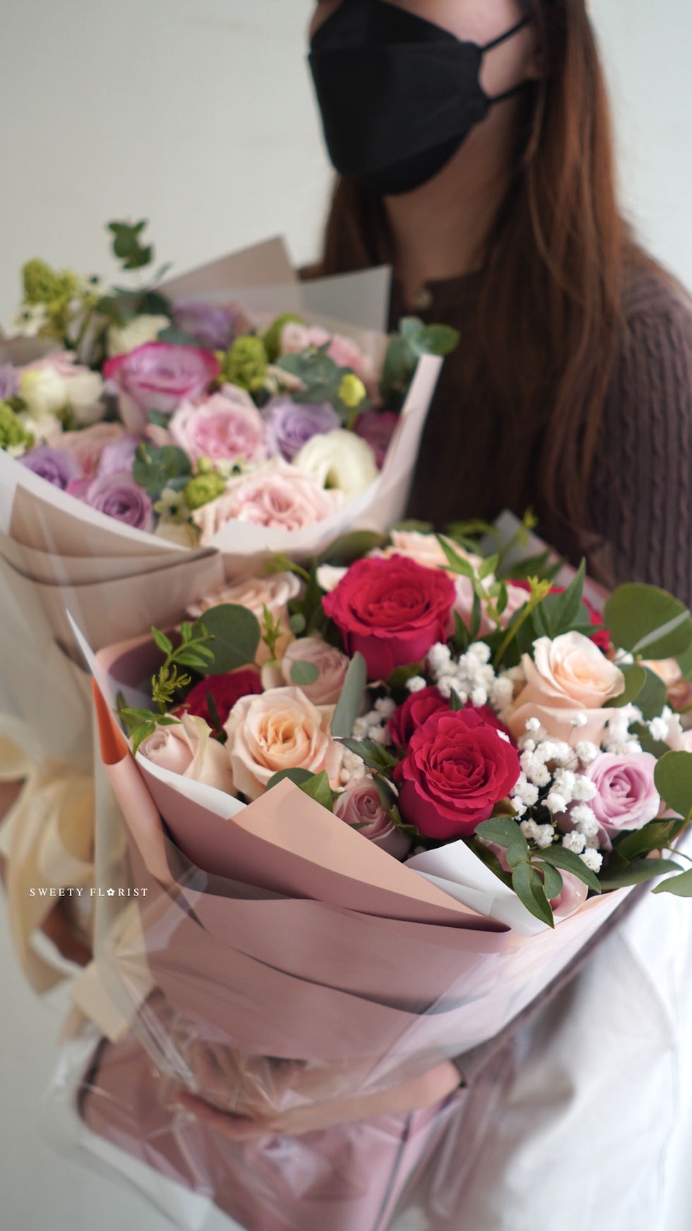 縮圖：紫粉玫瑰、伯利恆之星花束