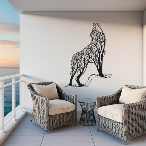 Wolf Metal Wall Art, Lake House Decor, Outdoor Wall Art, Garden