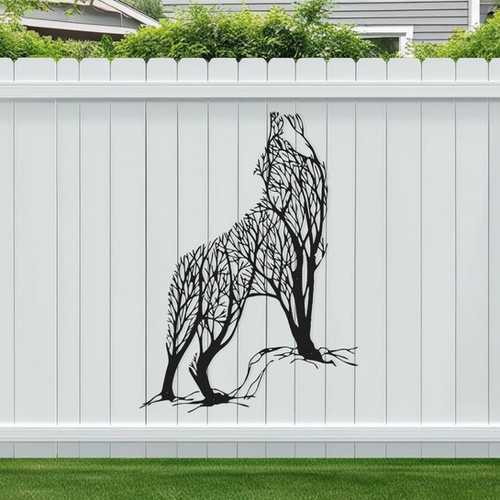 Wolf Metal Wall Art, Lake House Decor, Outdoor Wall Art, Garden