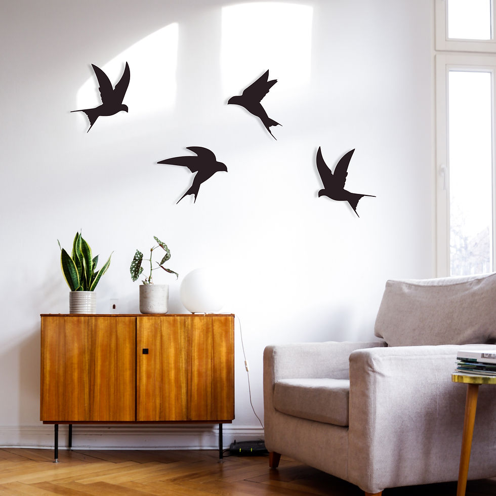 Thumbnail: Set of 4 Birds Metal Wall Art, Flying Swallows, Black Birds Decor, Outdoor Decor