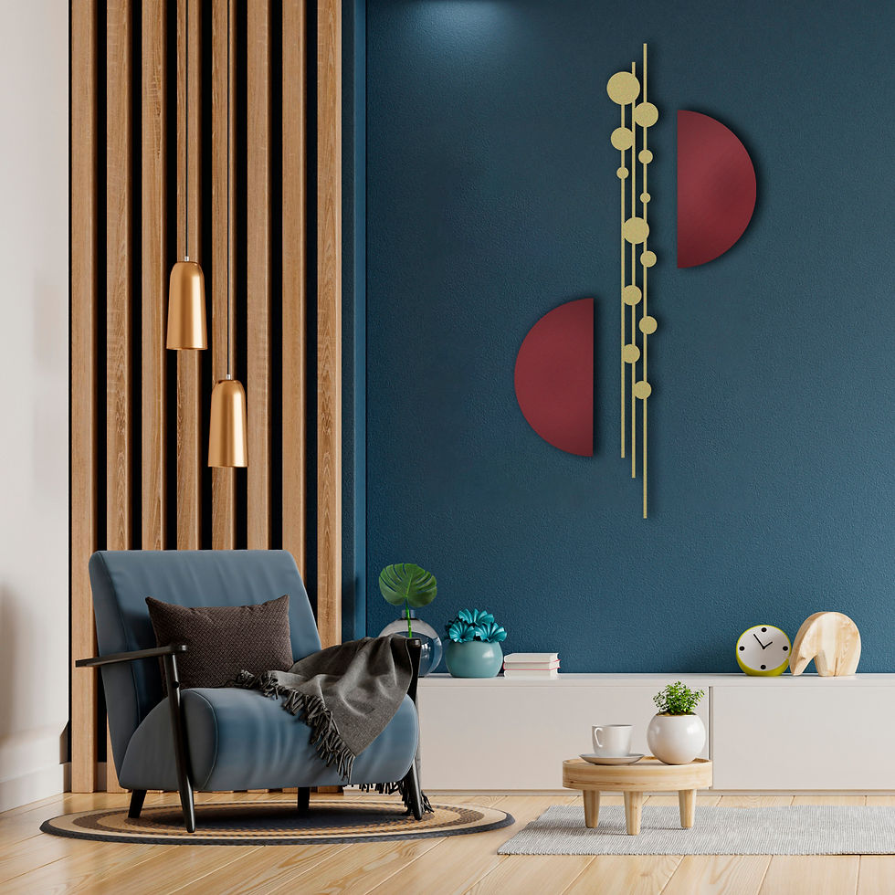 Thumbnail: Burgundy & Gold Metal Wall Art Set, Luxury Living Room Decor, Lux Wall Art