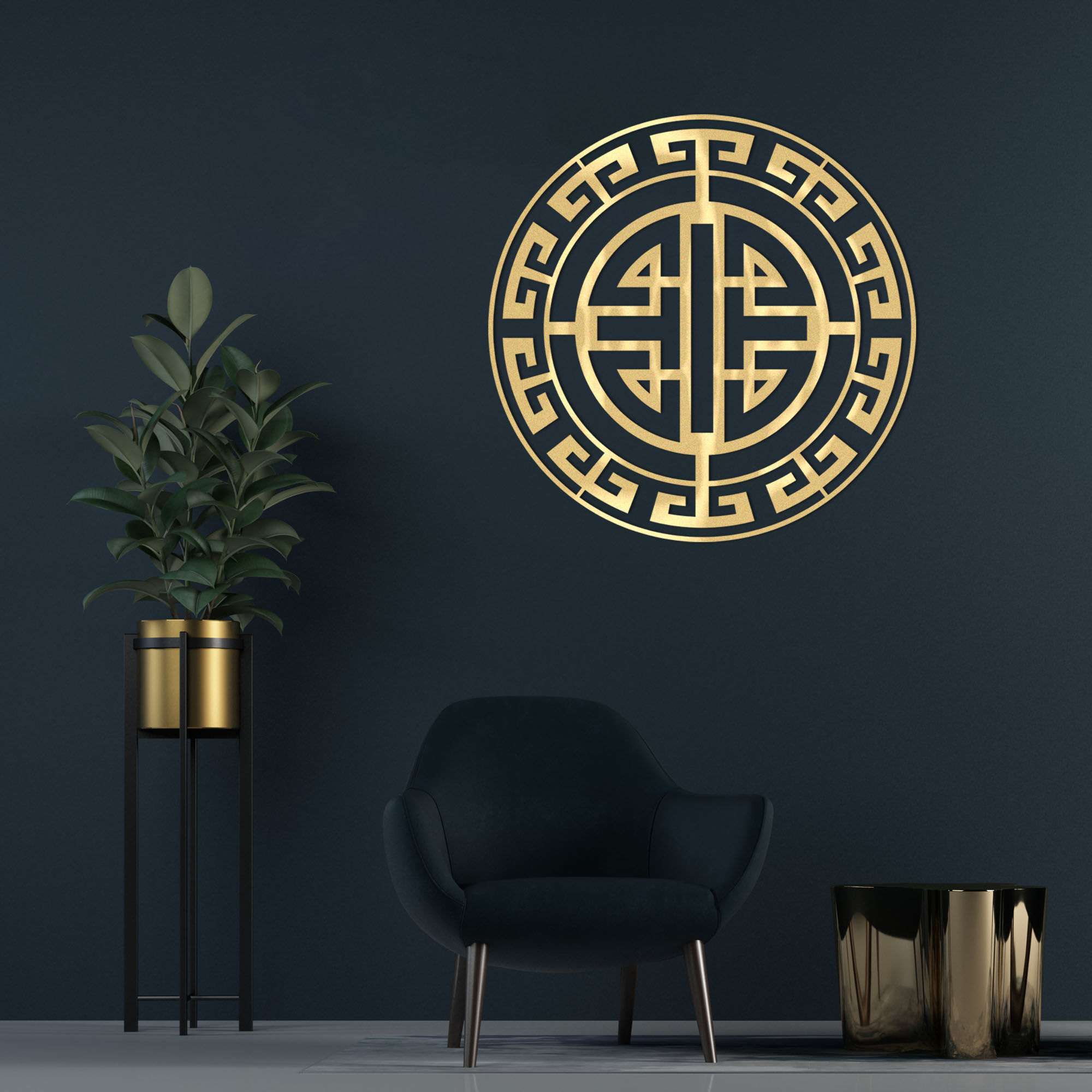 Four Blessing Metal Wall Art, Feng Shui Wall Decor,Chinese Good Luck Symbol