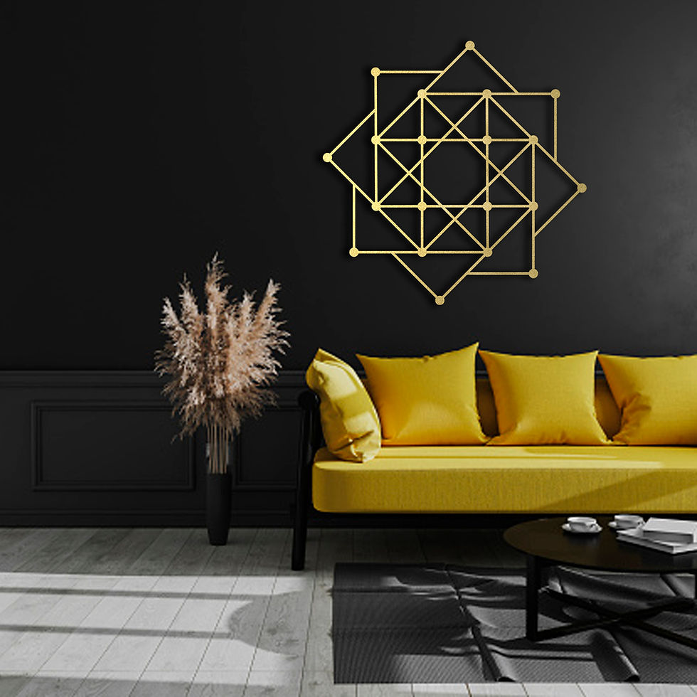 Thumbnail: Geometric Metal Wall Art, Symmetrical Decor, Modern Wall Art, Luxury Gold Metal
