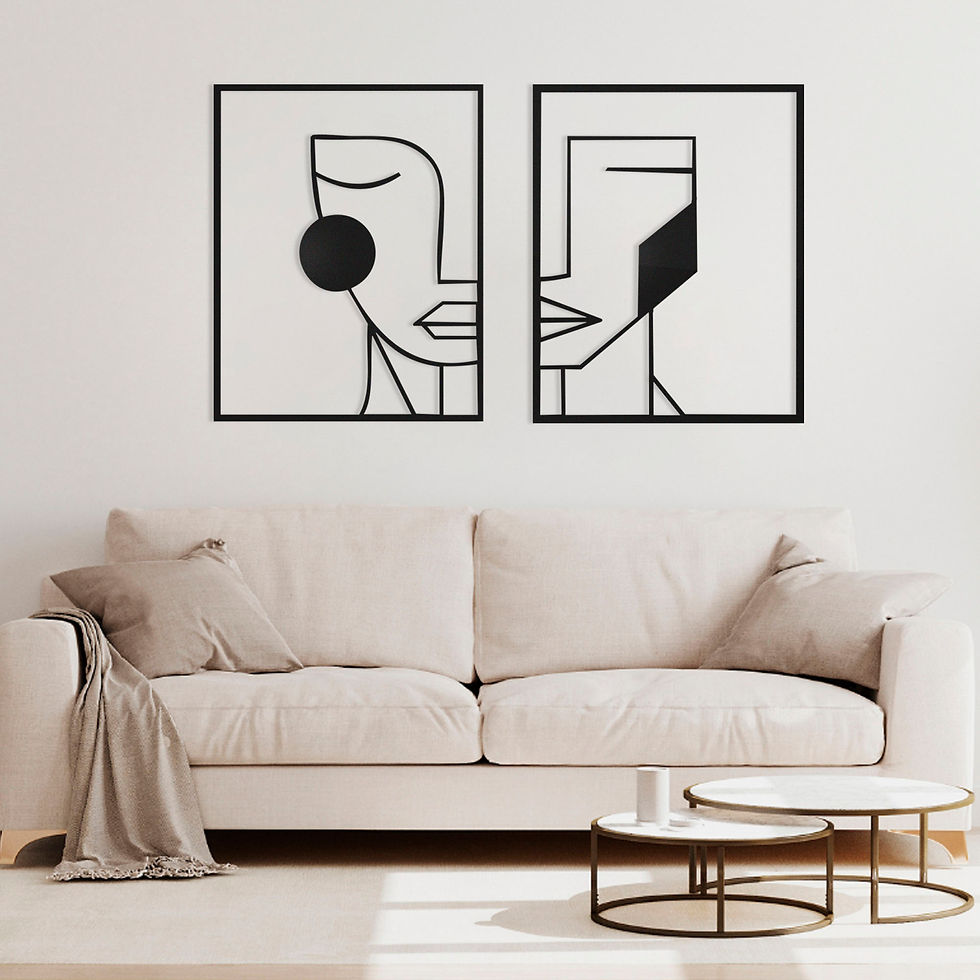 Thumbnail: Set of 2 Couple Metal Sculpture Wall Art, Abstract Faces Metal Wall Decor