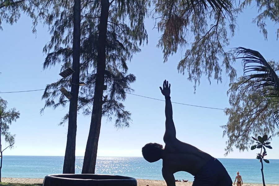 Yoga session at the Treescape Pavilion
