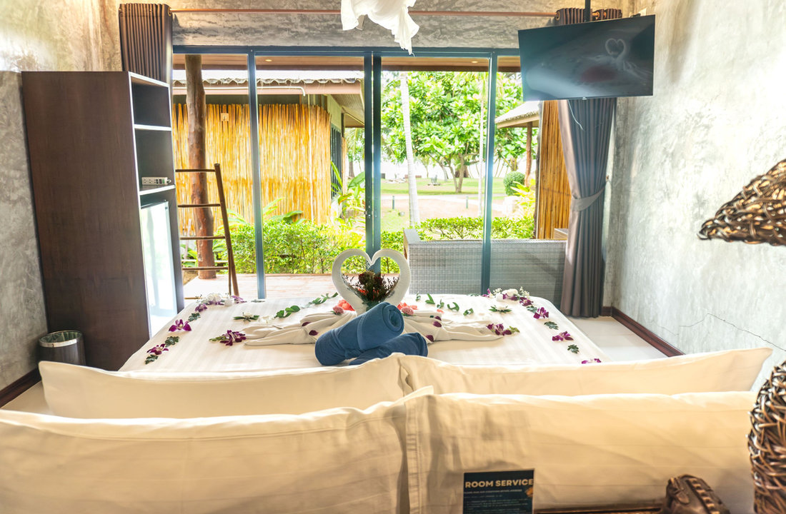 Seaview Villa with outdoor sofa and garden view