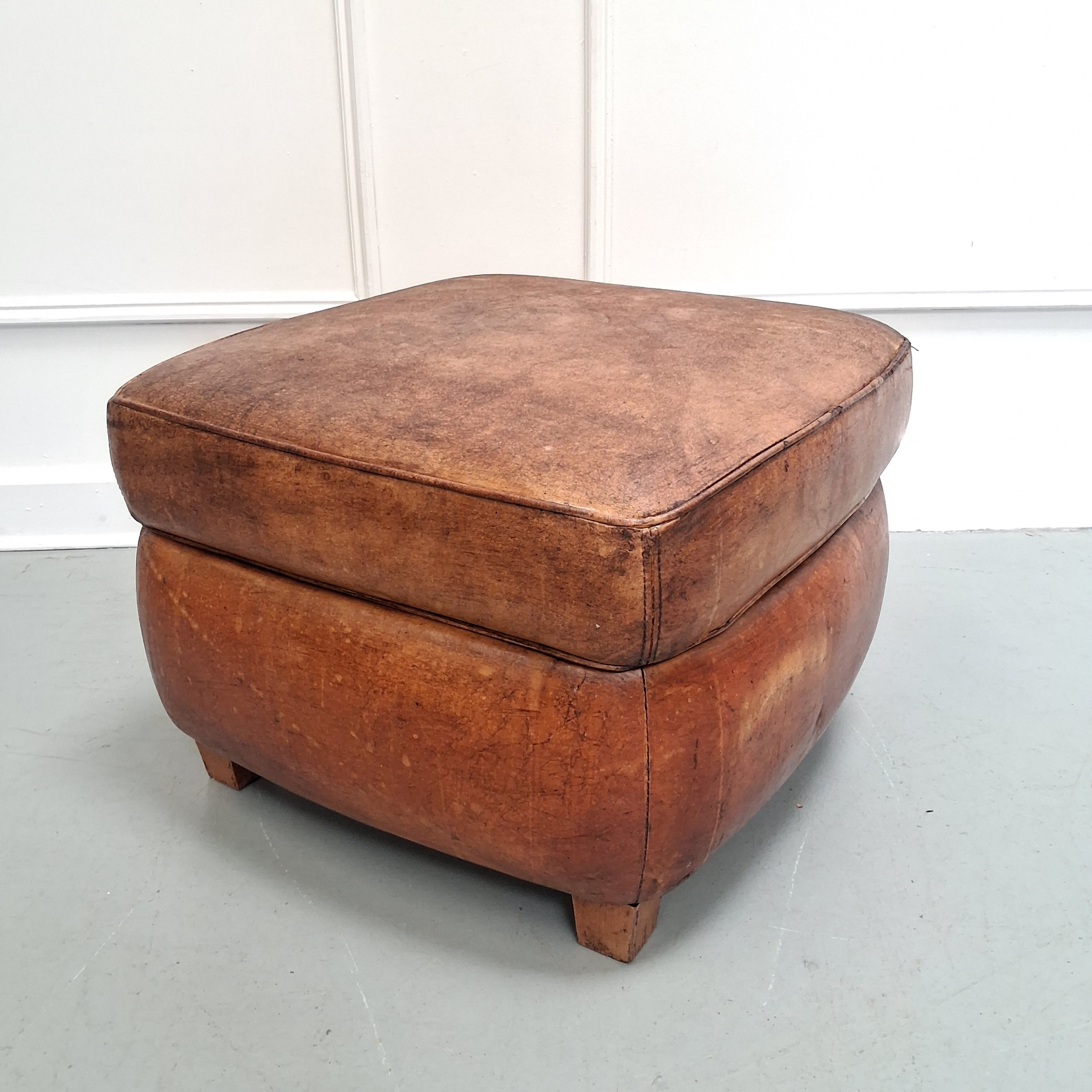 Vintage Leather Footstool c1960