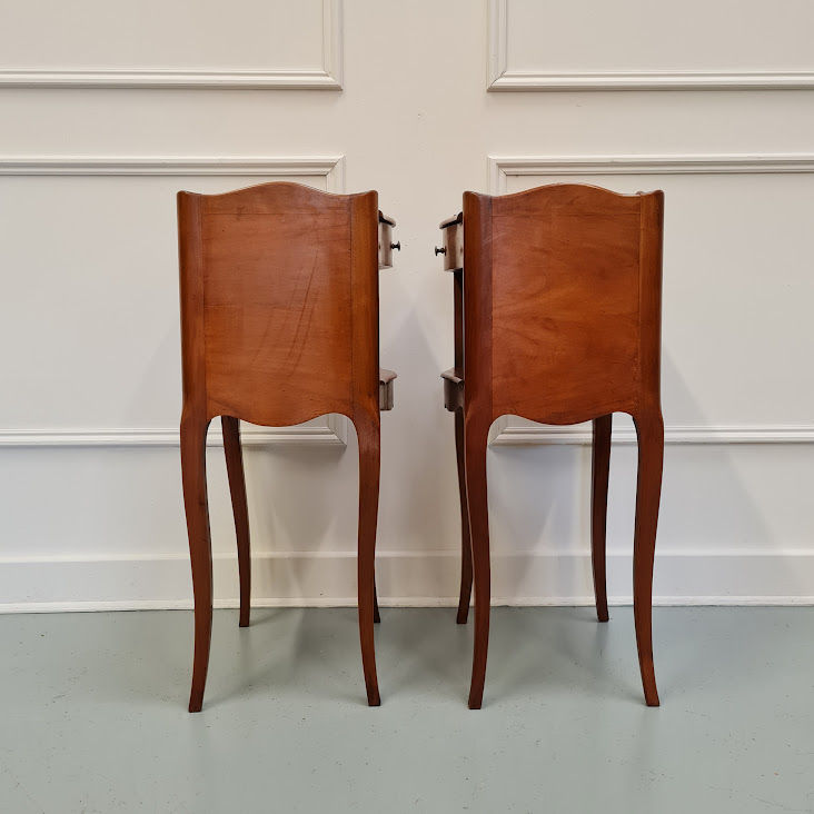 Thumbnail: Smart Pair of French Cherrywood Bedside Cabinets C1930