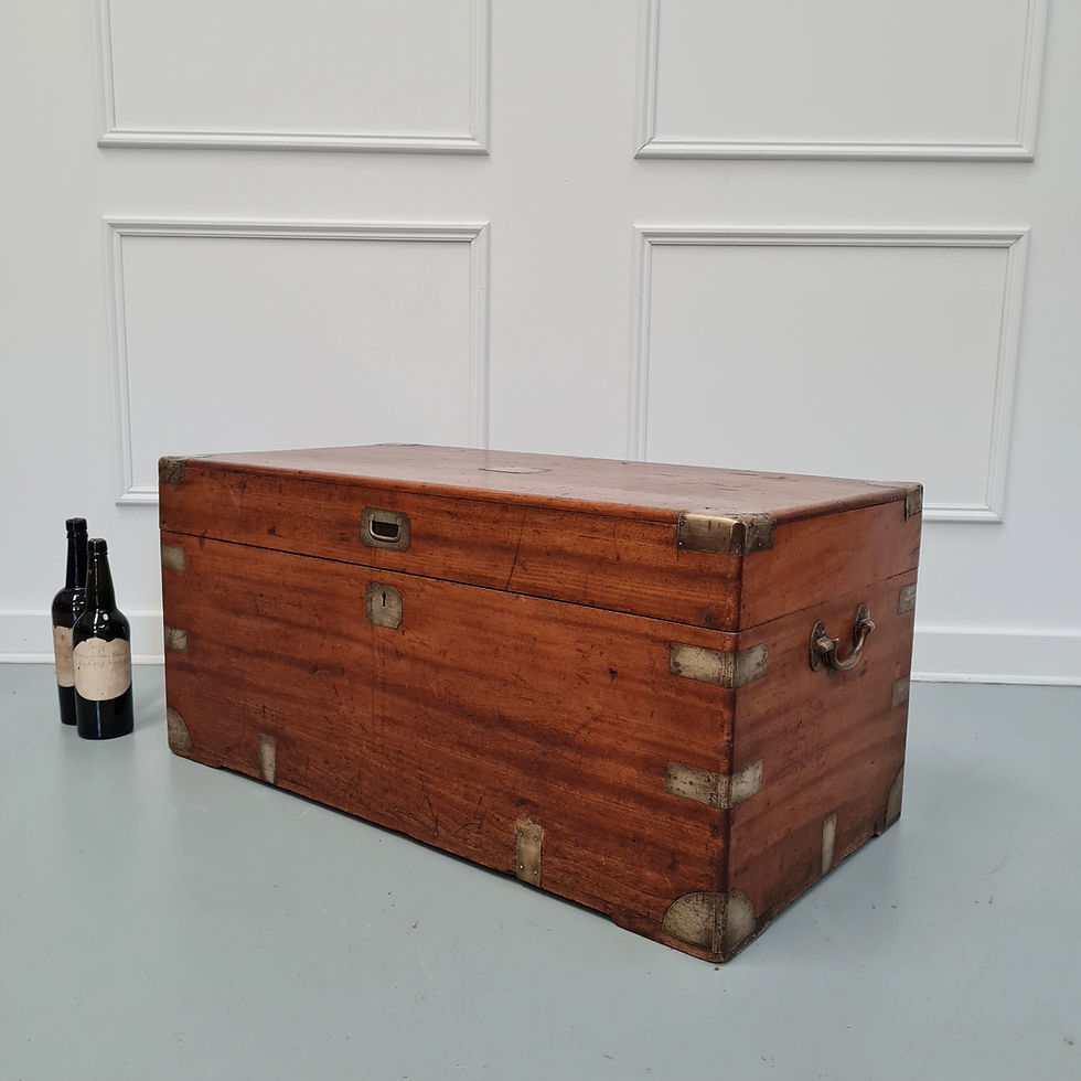 Thumbnail: Antique Camphor Wood Campaign Trunk c1880