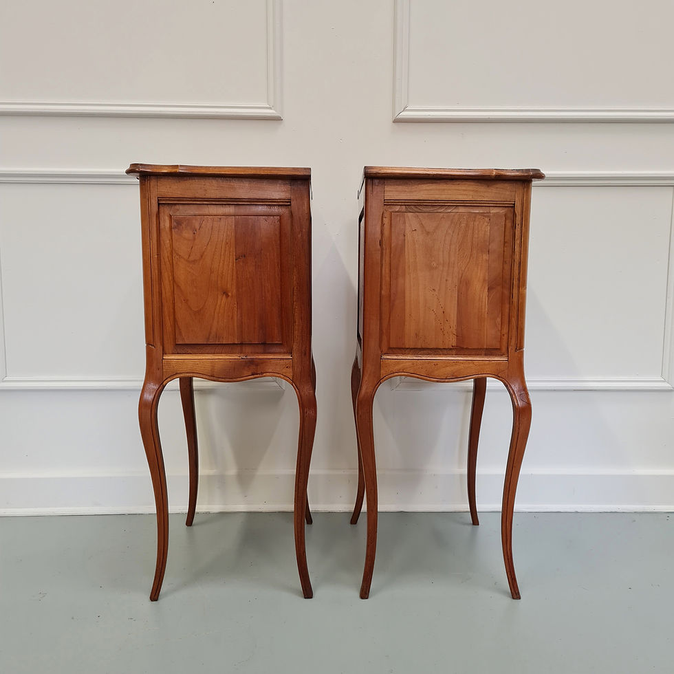 Thumbnail: Pair of French Cherrywood Bedside Tables c1920