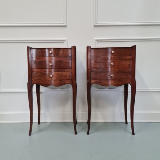 French Serpentine Bedside Tables c1930