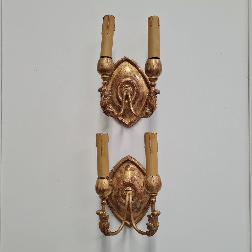 Thumbnail: French Gilded Wood Wall Lights c1920