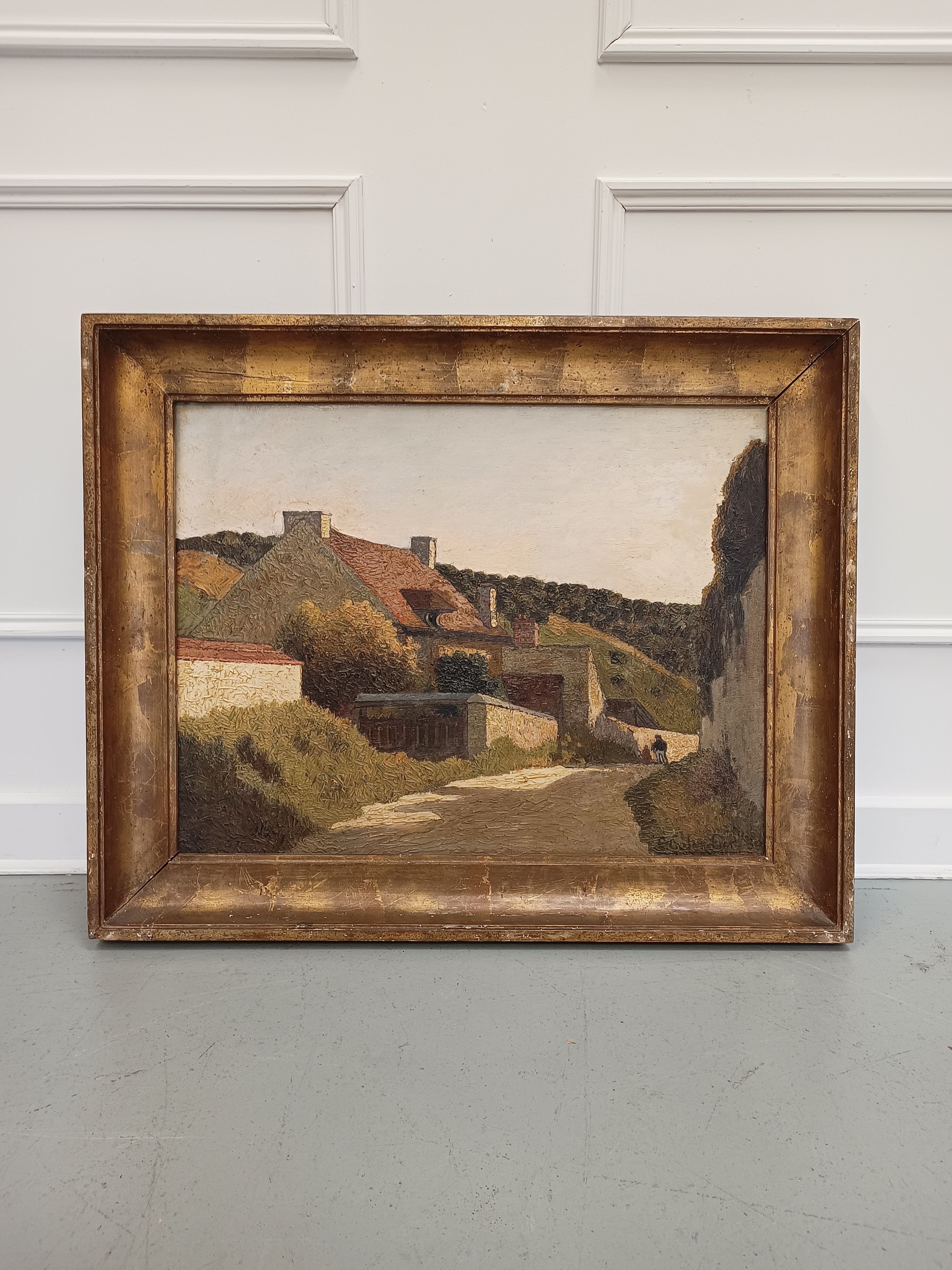 Large Oil Painting of French Rural Scene 1934