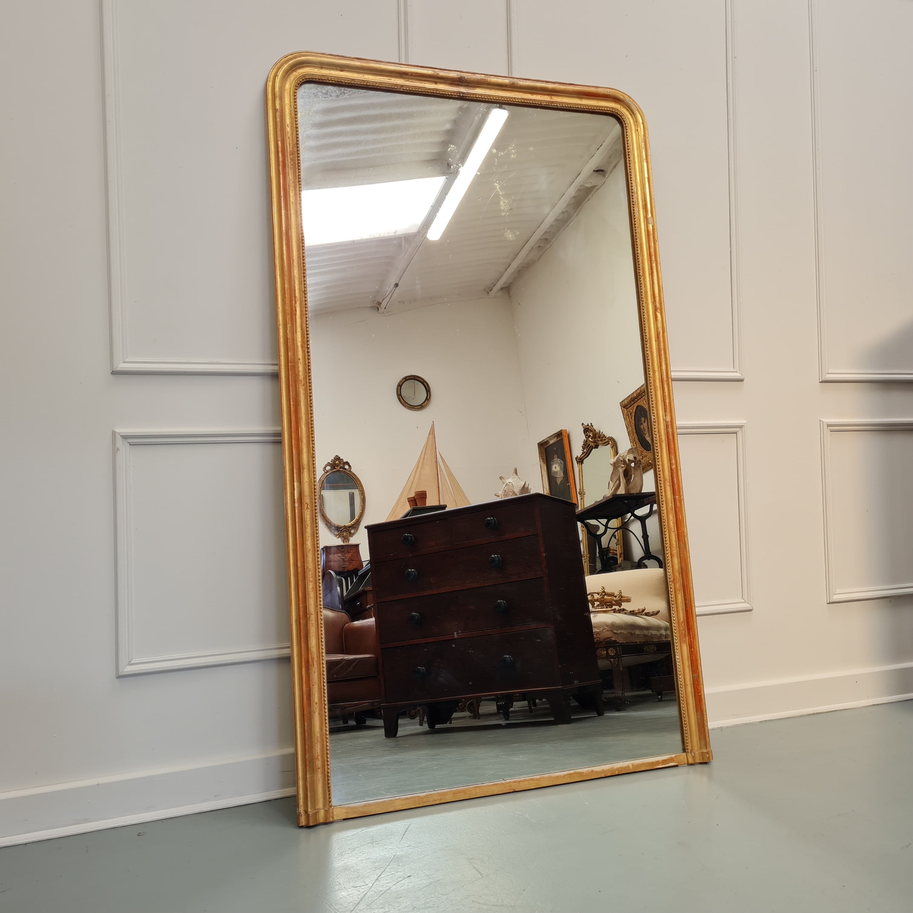 Antique Large Gilded Louis Philippe French Mirror c1880