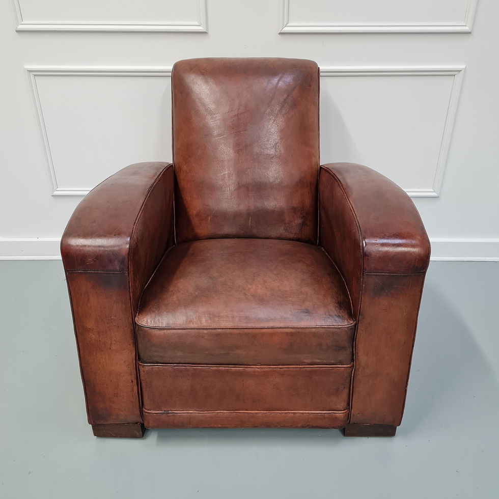 Thumbnail: French Leather Club Chair c1930