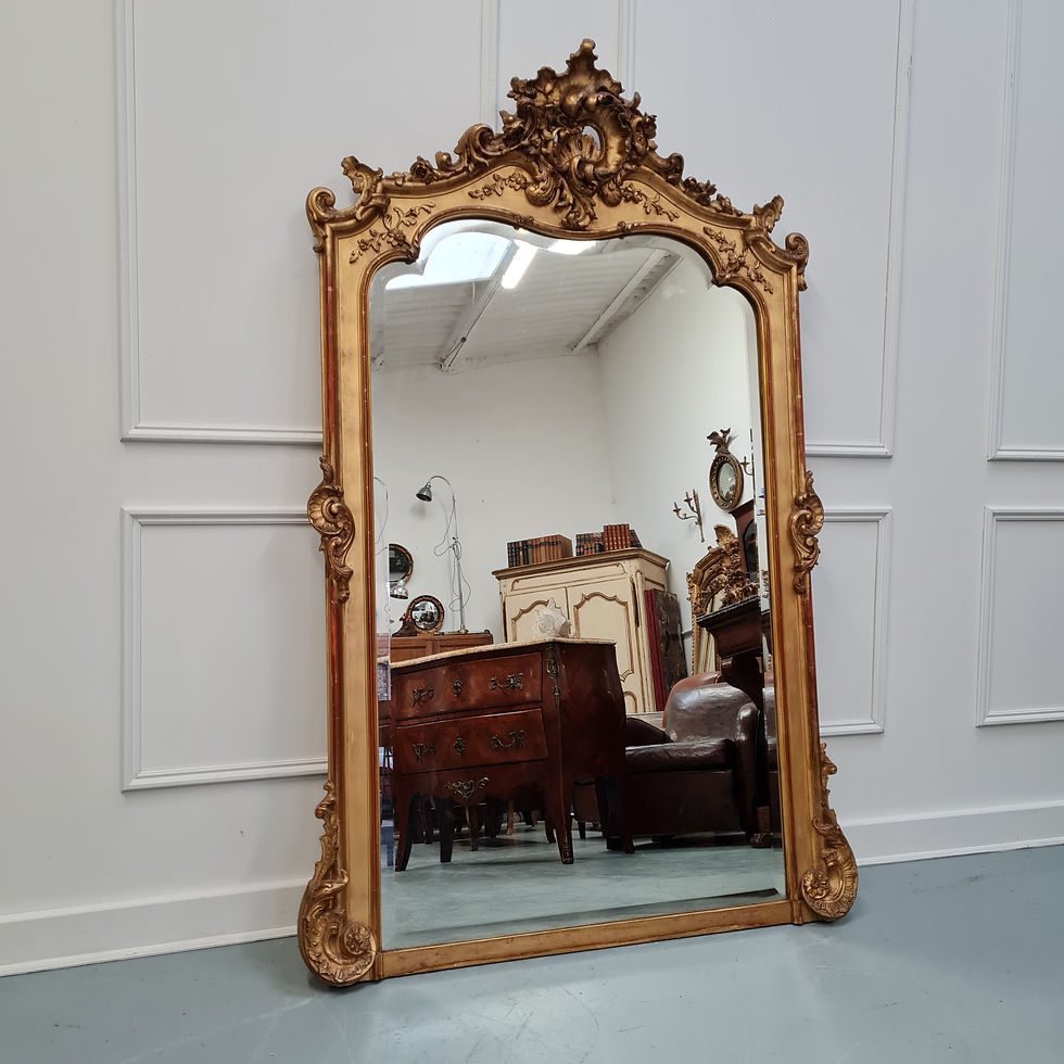 Thumbnail: Fine Antique Gilded French Mirror c1880