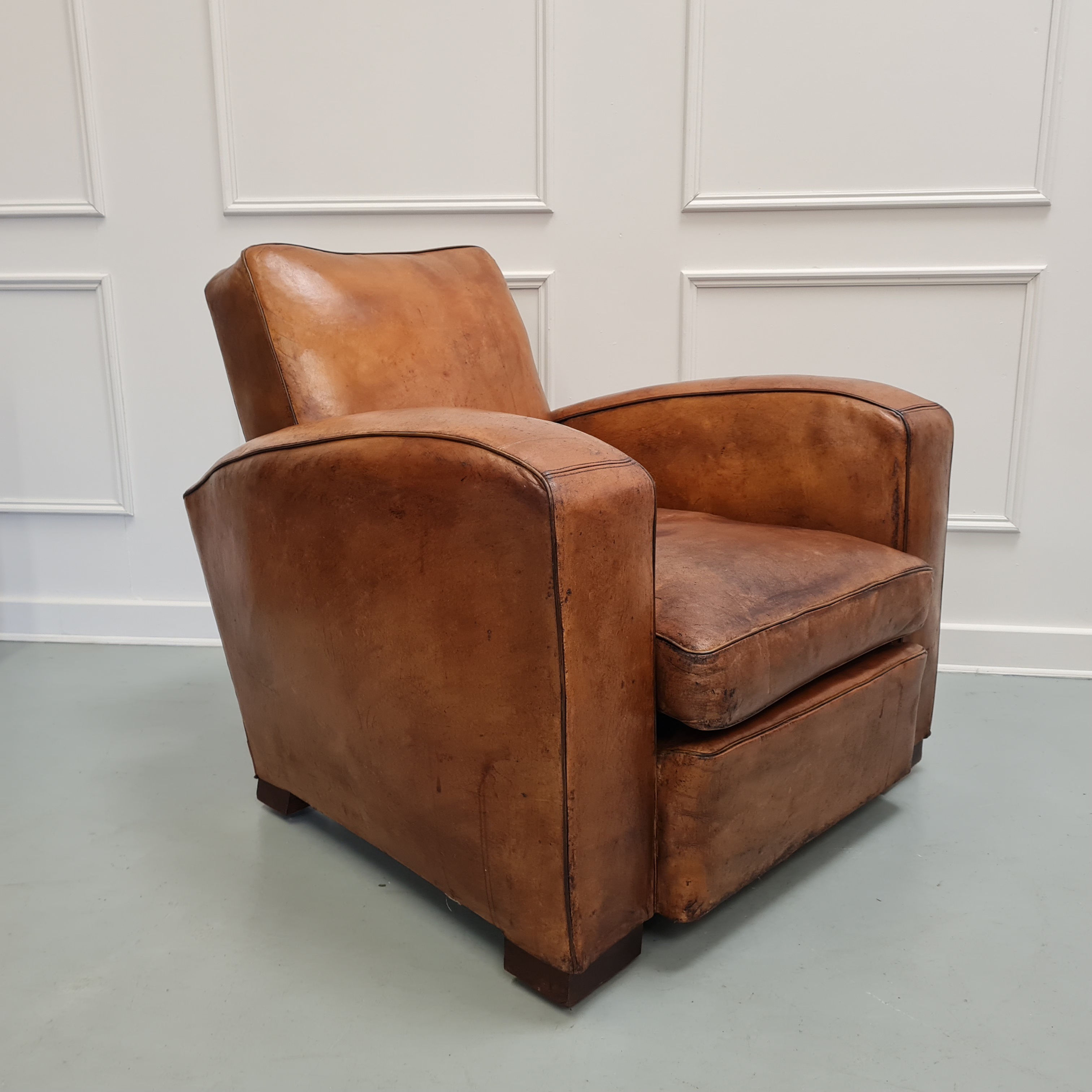 Large French Leather Club Chair c1950