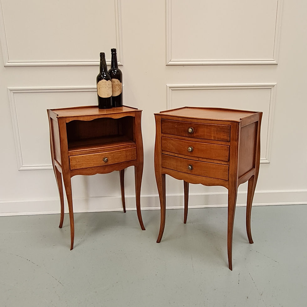 Thumbnail: Pair of Antique Cherry French Bedside Tables c1930