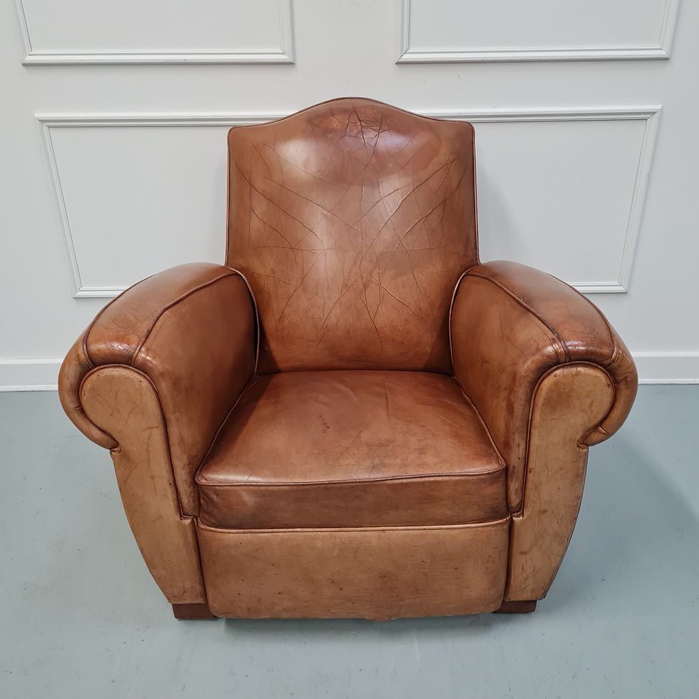 Thumbnail: Large Vintage French Leather Club Chair