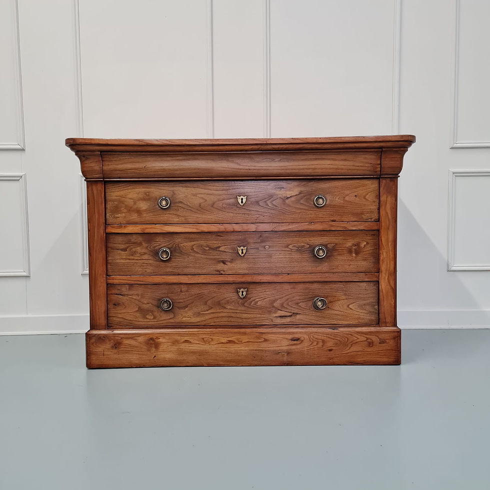 Thumbnail: Beautiful Figured Elm French Commode c1850
