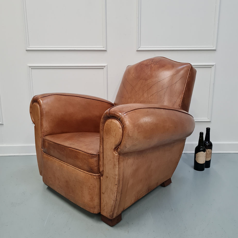 Thumbnail: Large Vintage French Leather Club Chair