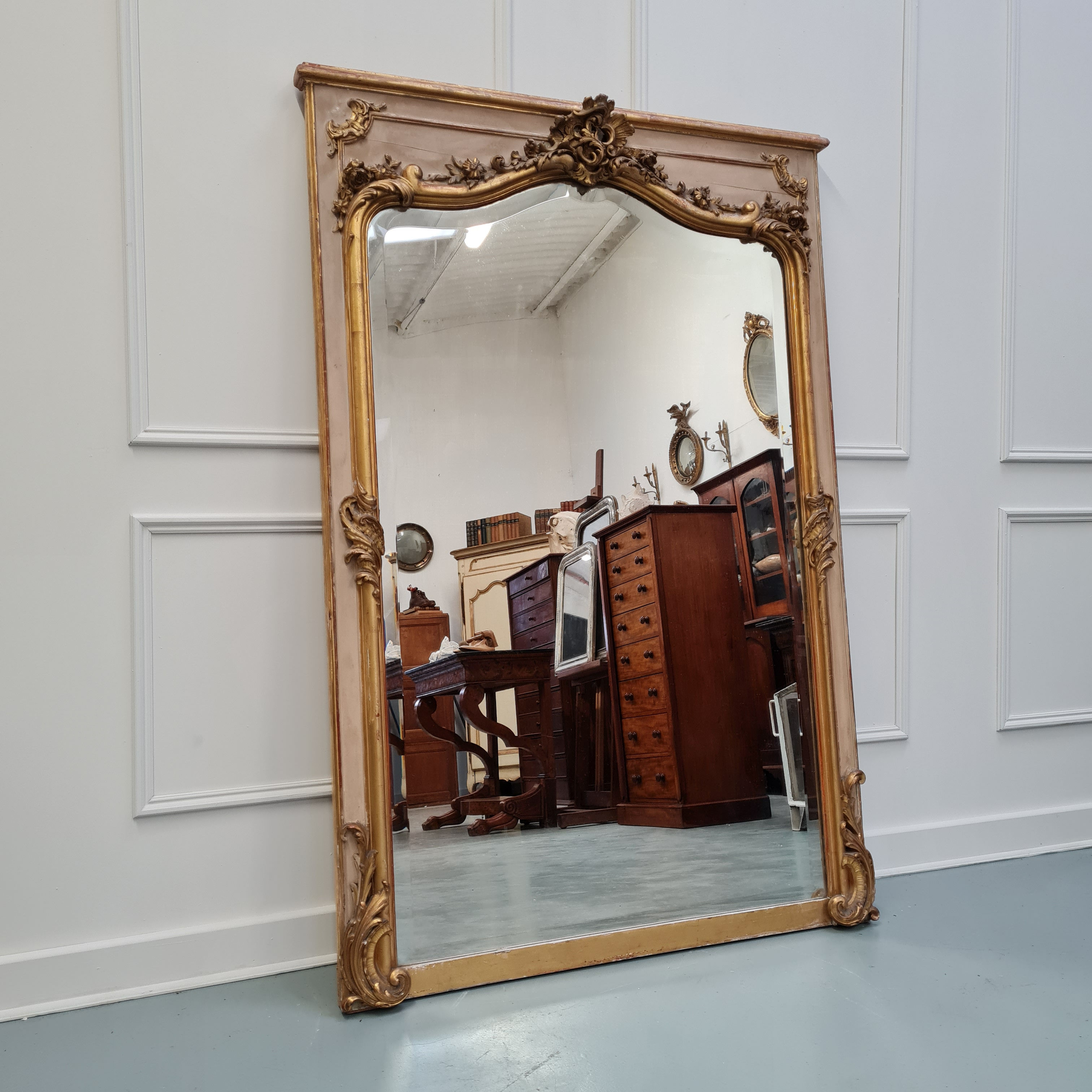 Beautiful French Trumeau Mirror c1870