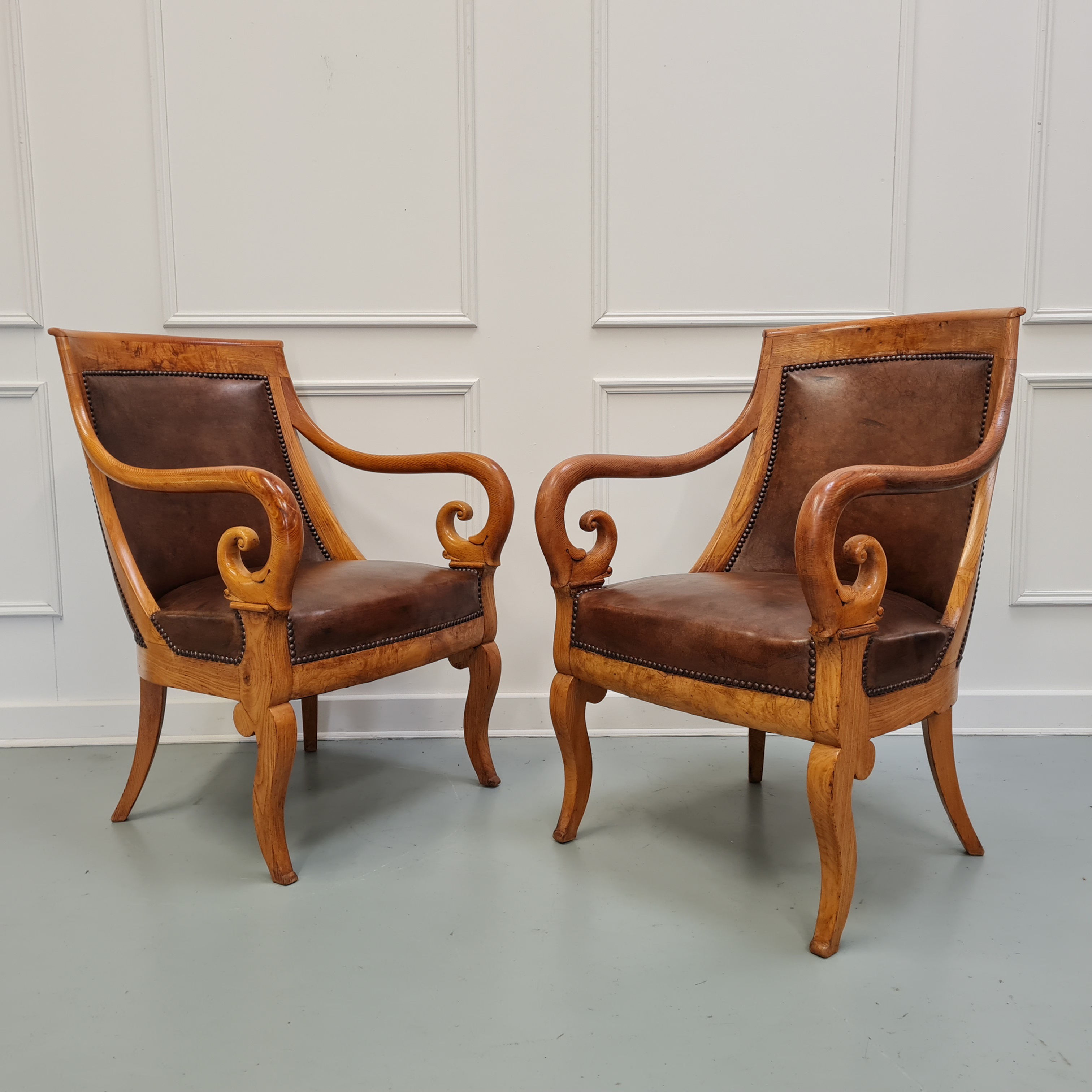 Pair of Antique Ash Armchairs C1850