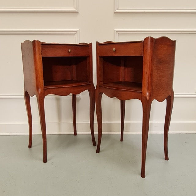 Pair of French Cherrywood Bedside Tables c1930
