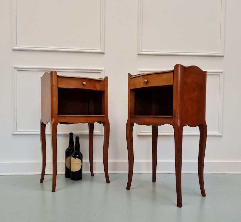 Smart Pair of French Cherrywood Bedside Cabinets C1930