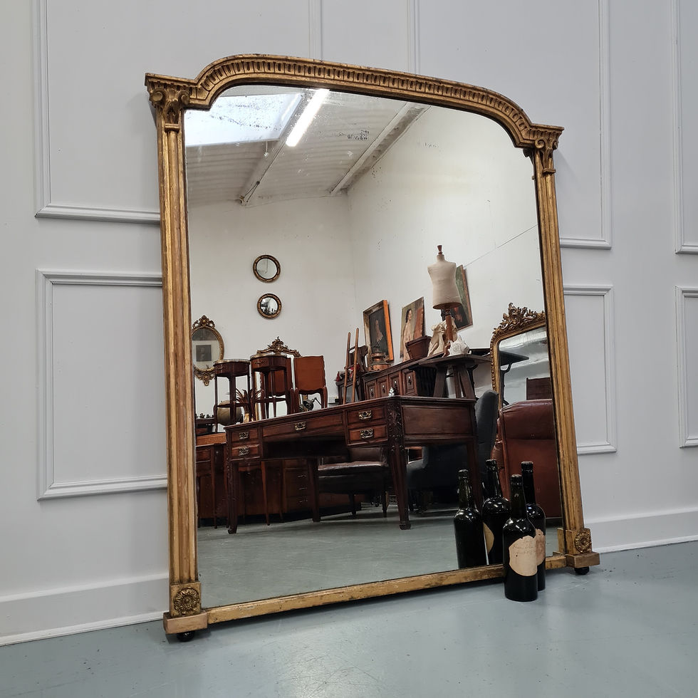 Thumbnail: Antique 19th Century Gilt Overmantle Mirror c1840