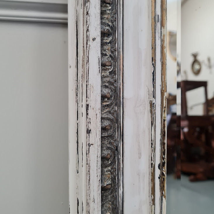 Thumbnail: Antique Distressed French white Mirror C1880