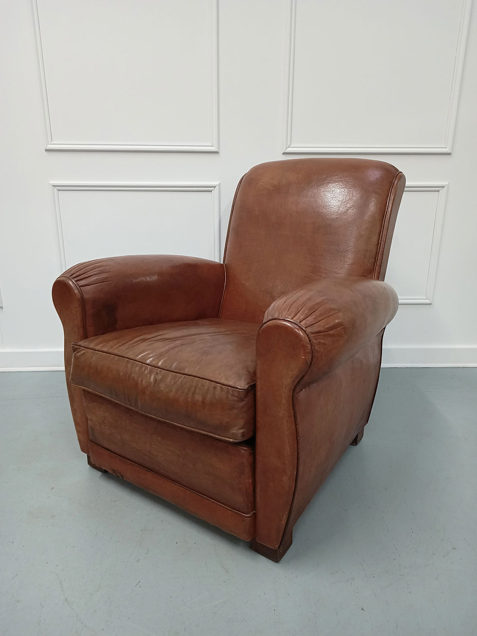 Thumbnail: Beautiful French Leather Clubchair c1930