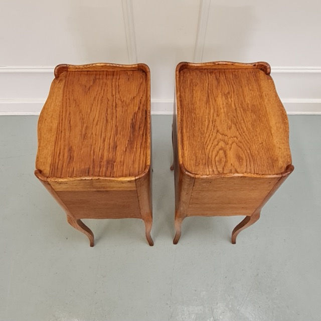 Thumbnail: Pair of Antique  French Oak Bedside Tables