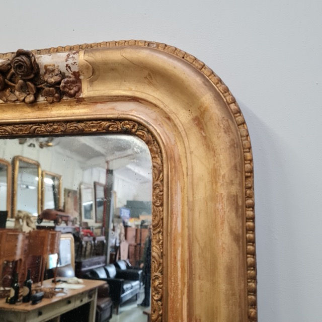 Thumbnail: Beautiful Large Antique French Gilded Mirror c1860